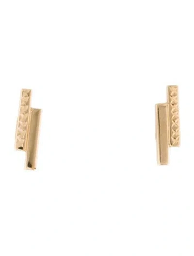 Pre-owned Earrings 14k Double Bar Stud  In Multi