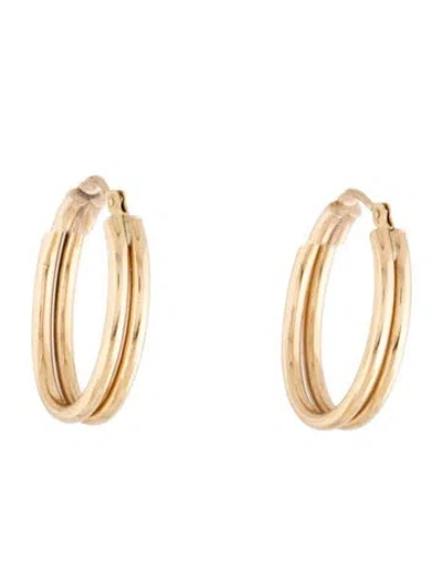 Pre-owned Earrings 14k Double-oval Hoop  In Multi