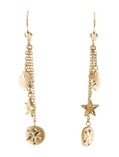 Pre-owned Earrings 14k Drop  In Multi