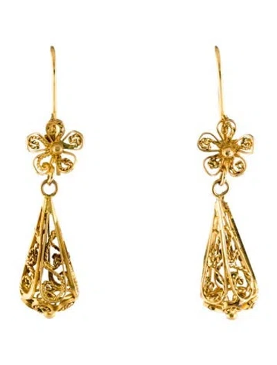 Pre-owned Earrings 14k Drop  In Multi