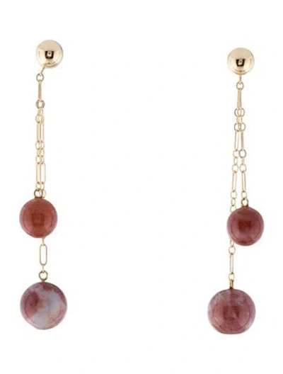 Pre-owned Earrings 14k Dyed Agate Bead Drop  In Multi