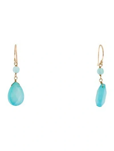 Pre-owned Earrings 14k Dyed Chalcedony Drop  In Multi