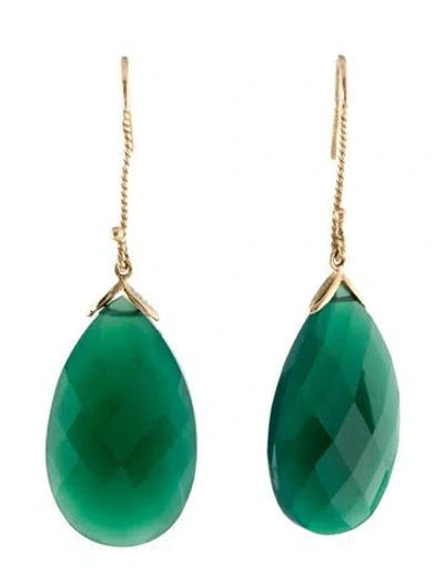 Pre-owned Earrings 14k Dyed Chalcedony Drop  In Multi