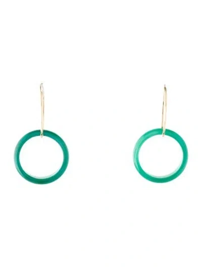 Pre-owned Earrings 14k Dyed Chalcedony Hoop  In Multi