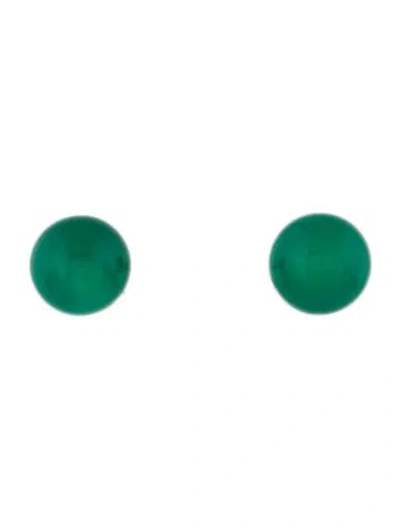 Pre-owned Earrings 14k Dyed Chalcedony Stud  In Multi