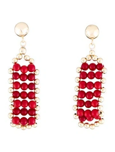 Pre-owned Earrings 14k Dyed Coral Drop  In Multi