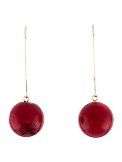 Pre-owned Earrings 14k Dyed Coral Drop  In Multi