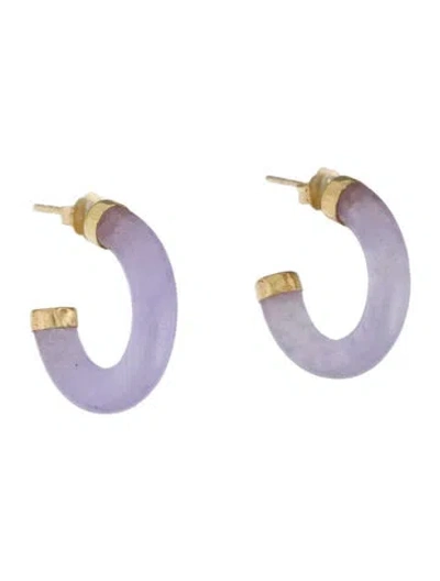 Pre-owned Earrings 14k Dyed Jadeite Hoop  In Multi