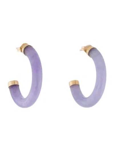 Pre-owned Earrings 14k Dyed Jadeite Hoop  In Multi