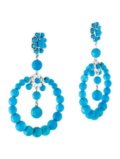 Pre-owned Earrings 14k Dyed Magnesite Drop  In Multi
