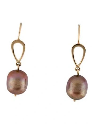 Pre-owned Earrings 14k Dyed Pearl Drop  In Multi