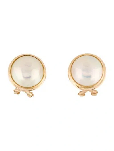 Pre-owned Earrings 14k Dyed Pearl Earclip  In Multi