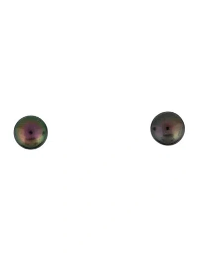 Pre-owned Earrings 14k Dyed Pearl Stud  In Multi