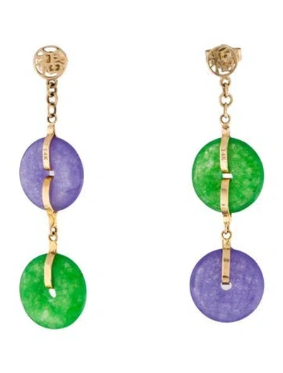 Pre-owned Earrings 14k Dyed Quartzite Drop  In Multi