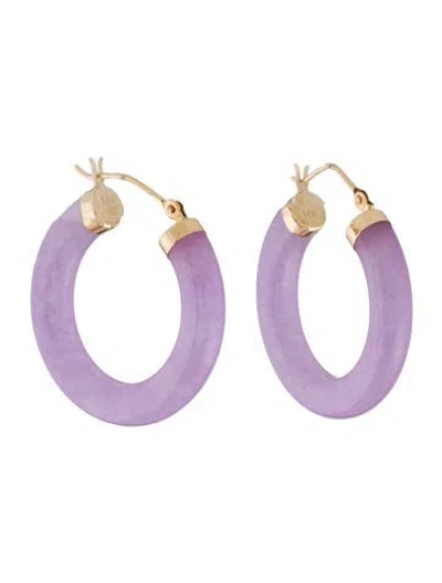 Pre-owned Earrings 14k Dyed Quartzite Hoop  In Multi