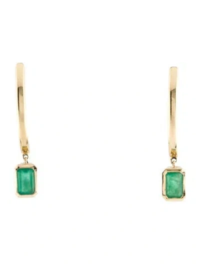 Pre-owned Earrings 14k Emerald Drop  In Multi