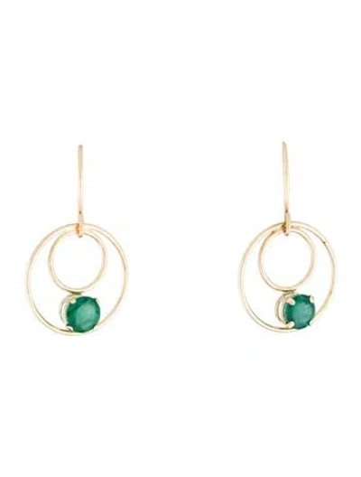 Pre-owned Earrings 14k Emerald Drop  In Multi