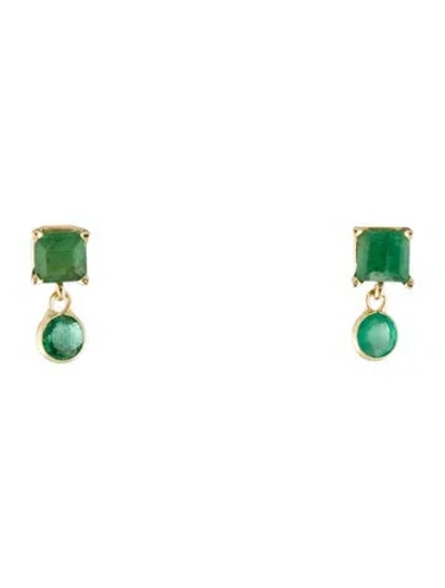 Pre-owned Earrings 14k Emerald Drop  In Multi