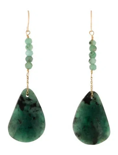 Pre-owned Earrings 14k Emerald Drop  In Multi