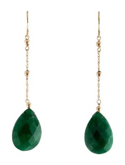 Pre-owned Earrings 14k Emerald Drop  In Multi