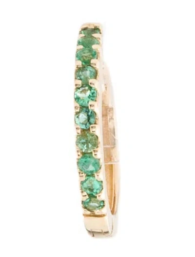 Pre-owned Earrings 14k Emerald Huggie  In Multi