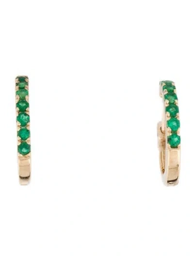 Pre-owned Earrings 14k Emerald Huggies In Multi