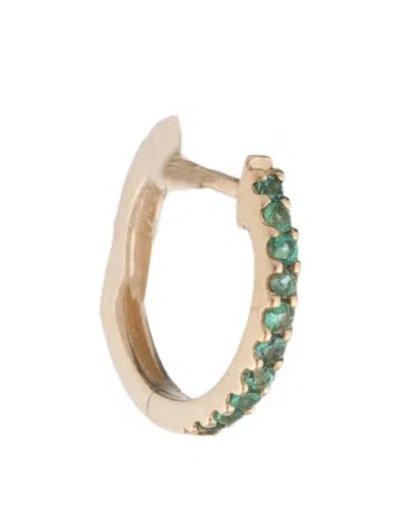 Pre-owned Earrings 14k Emerald Single Huggie Earring In Multi