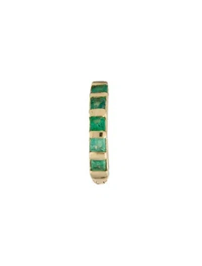 Pre-owned Earrings 14k Emerald Single Huggie  In Multi