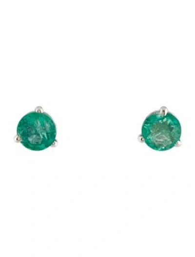 Pre-owned Earrings 14k Emerald Stud  In Multi