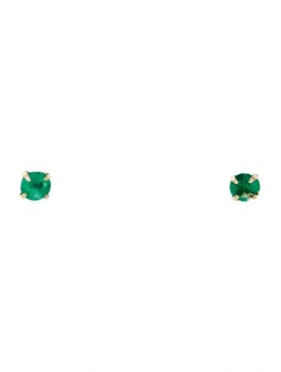 Pre-owned Earrings 14k Emerald Stud  In Multi