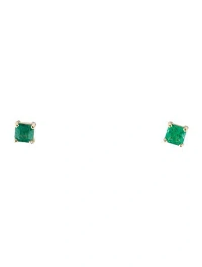 Pre-owned Earrings 14k Emerald Stud  In Multi