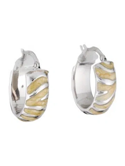 Pre-owned Earrings 14k Enamel Hoop  In Multi