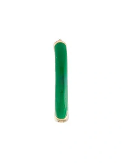 Pre-owned Earrings 14k Enamel Huggie In Green