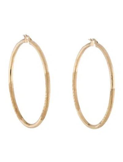 Pre-owned Earrings 14k Engraved Hollow Hoop  In Multi