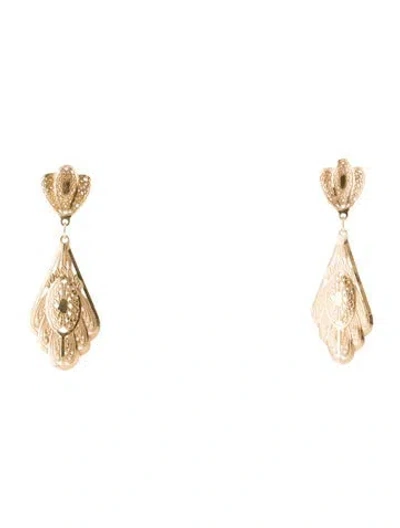 Pre-owned Earrings 14k Etched Drop  In Multi