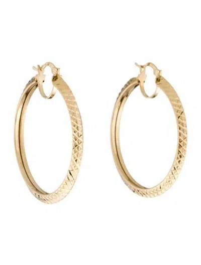 Pre-owned Earrings 14k Etched Hoop  In Multi