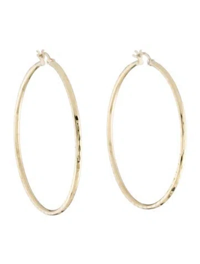 Pre-owned Earrings 14k Etched Hoop  In Multi