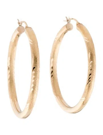 Pre-owned Earrings 14k Etched Hoop  In Multi