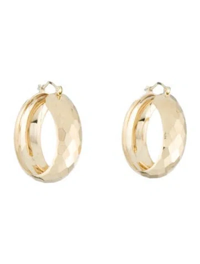 Pre-owned Earrings 14k Etched Hoop  In Multi