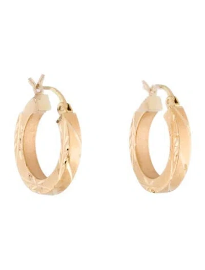 Pre-owned Earrings 14k Etched Hoop  In Multi