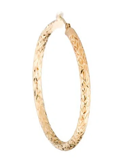 Pre-owned Earrings 14k Etched Single Hoop Earring In Multi