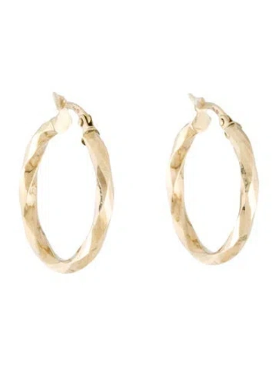 Pre-owned Earrings 14k Faceted Hoop  In Multi