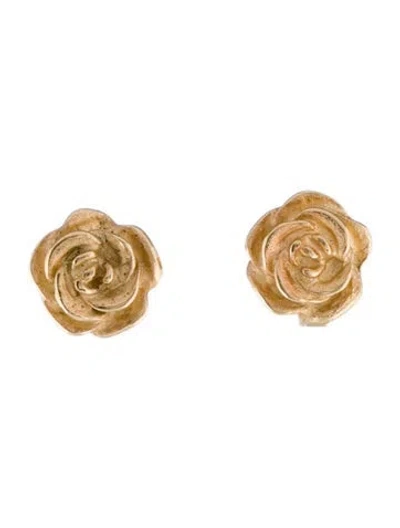 Pre-owned Earrings 14k Floral Stud  In Multi