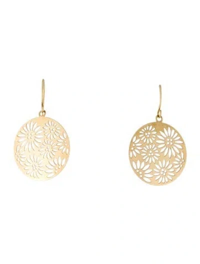 Pre-owned Earrings 14k Flower Disc Drop  In Multi