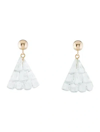 Pre-owned Earrings 14k Fluorite Fan Drop  In Multi