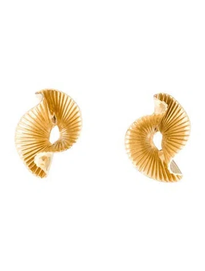Pre-owned Earrings 14k Foldover Stud  In Multi