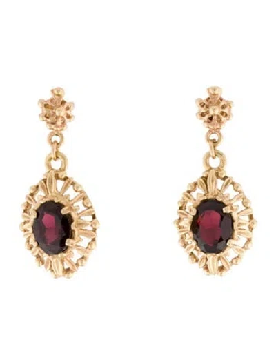 Pre-owned Earrings 14k Garnet Drop  In Multi