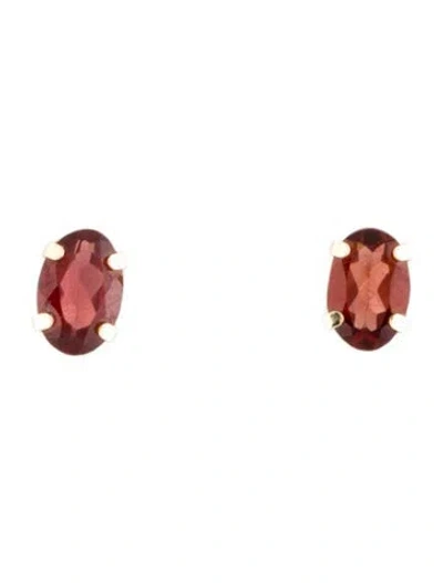 Pre-owned Earrings 14k Garnet Stud  In Multi