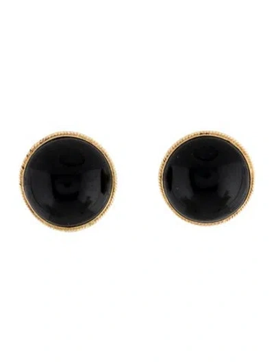 Pre-owned Earrings 14k Glass Domed Studs In Black