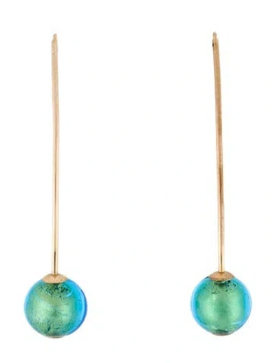Pre-owned Earrings 14k Glass Drop  In Multi